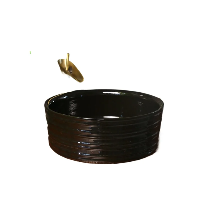 

Metal glaze retro blue and white table wash basin hotel bathroom household light luxury wash basin