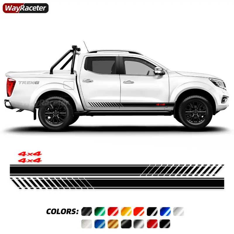 

Наклейка на дверные боковые полосы 4x4, 2 шт., наклейка для пикапа Nissan Navara Ford F150 Ranger Dodge Ram GMC Sierra Toyota Hilux Tacoma