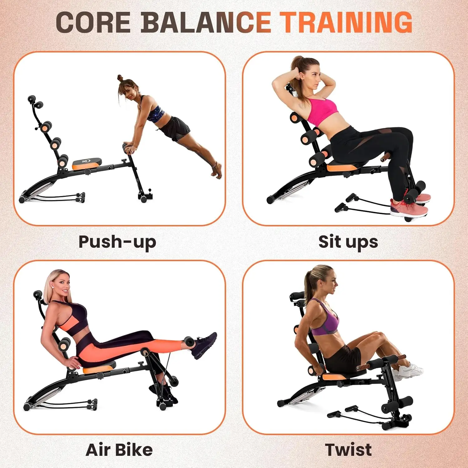جهاز تمرين Ab Workout، جهاز Ab Crunch قابل للتعديل، معدات تمارين Ab لتمارين الجسم بالكامل في صالة الألعاب الرياضية المنزلية