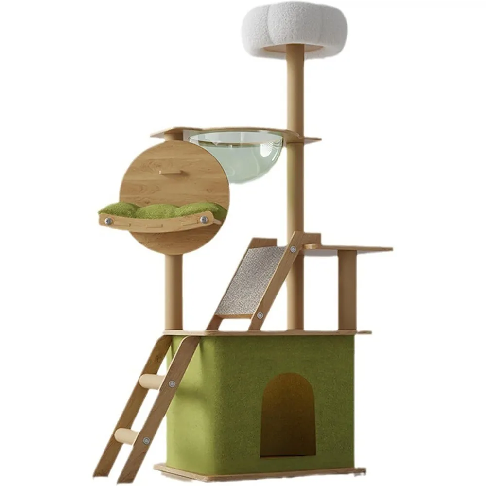 

Cat Tree, 55x40x150cm Cat Tower with Dual Condos, Spacious Perch,Cozy Hammock and Sisal-Covered Scratching Posts for Indoor Cats