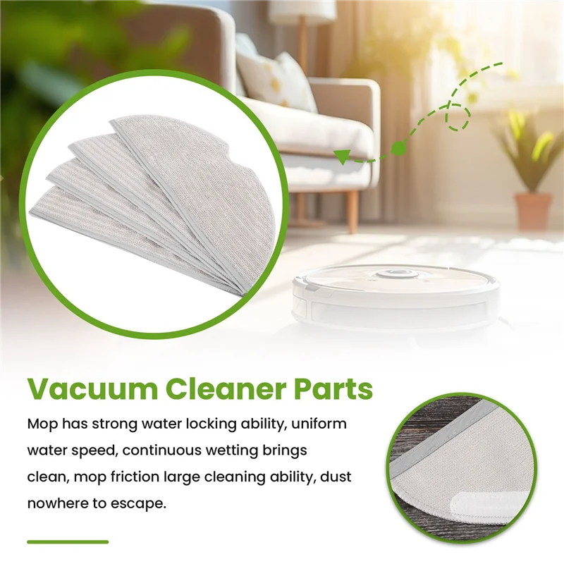 

【Hot Selling!】Mop Pad 4 Pack Microfiber Mop Cloth For Roborock S6 S6 Pure S6 Maxv S5 Max S5 Robot Vacuum Cleaner Mop Replacement