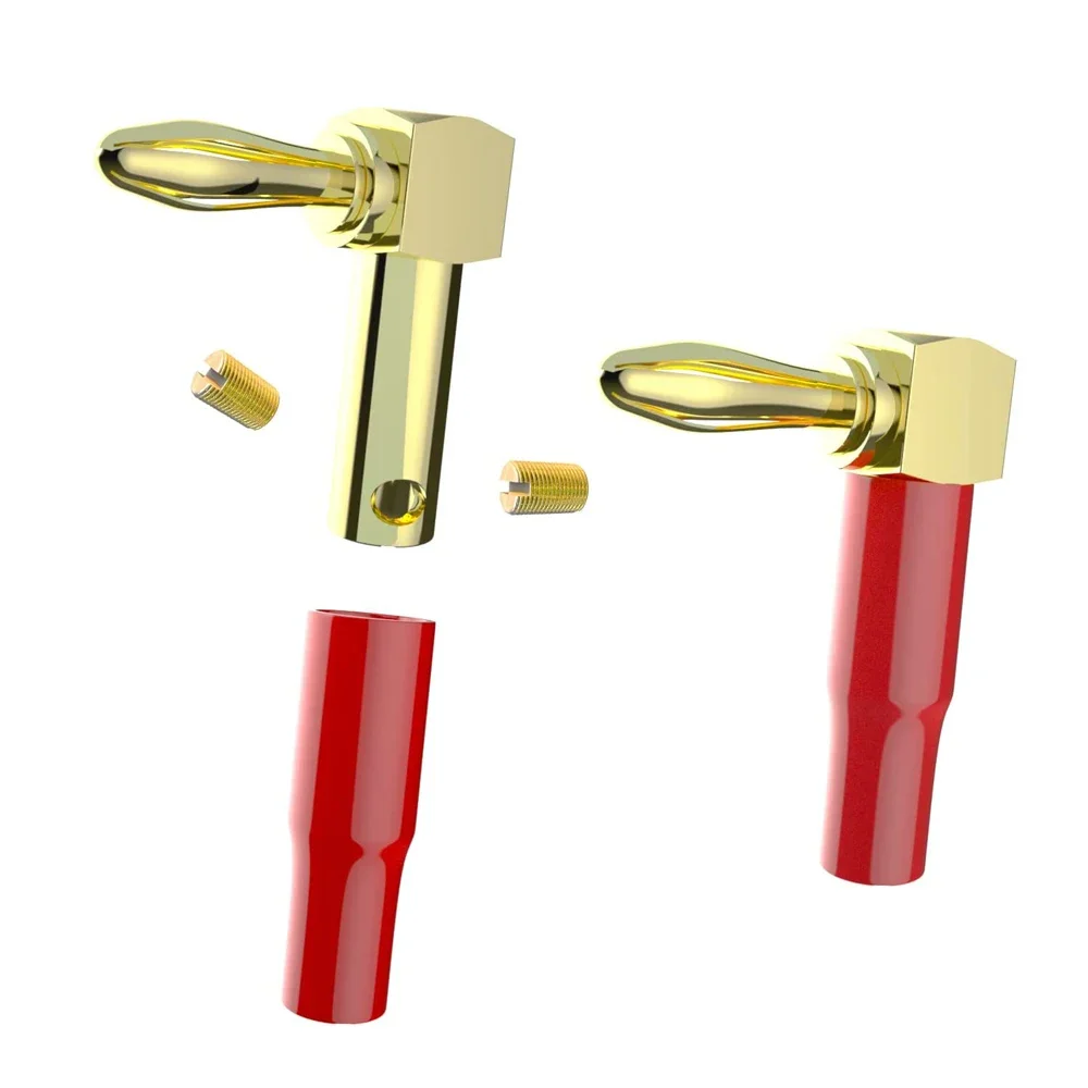 10 قطع (5 أزواج) موصل الموز المطلي بالذهب عيار 24 قيراط HIFI قابس الموز 90 درجة