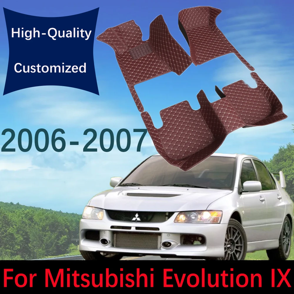 

Custom Leather Car Floor Mats For Mitsubishi Lancer Evolution IX RS GSR 2006~2007 Automobile Carpet Rugs Foot Pads Interior