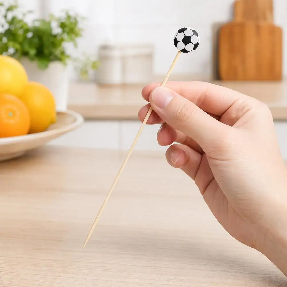 Safe Food Toothpicks 100 Pcs Baseball Toothpicks Decorative Bamboo Food Picks 4.7 Inch Party Appetizer Skewers for Bbq Desserts
