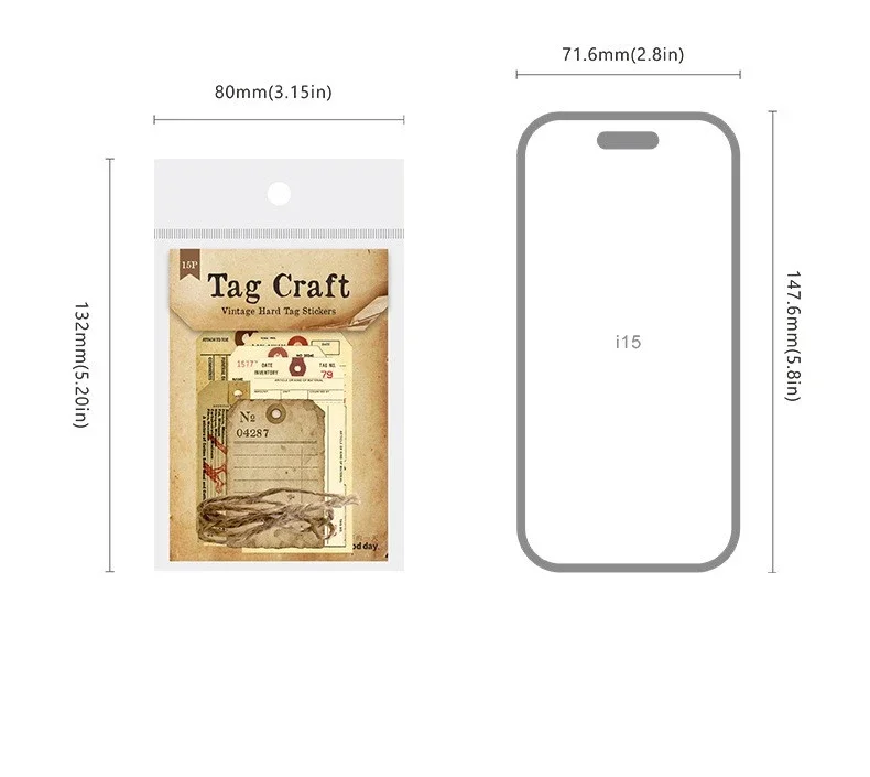 1pack/2pack Label Craft Studio Series Vintage Stickers Hard Card Tag Decoration 6 Designs Scrapbook DIY Creative Materials