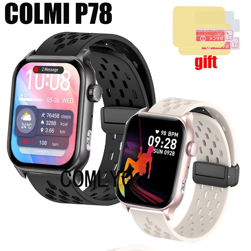 For COLMI P78 Smart watch Strap Wristband Silicone Sports Soft Women Men Band Screen protector Film