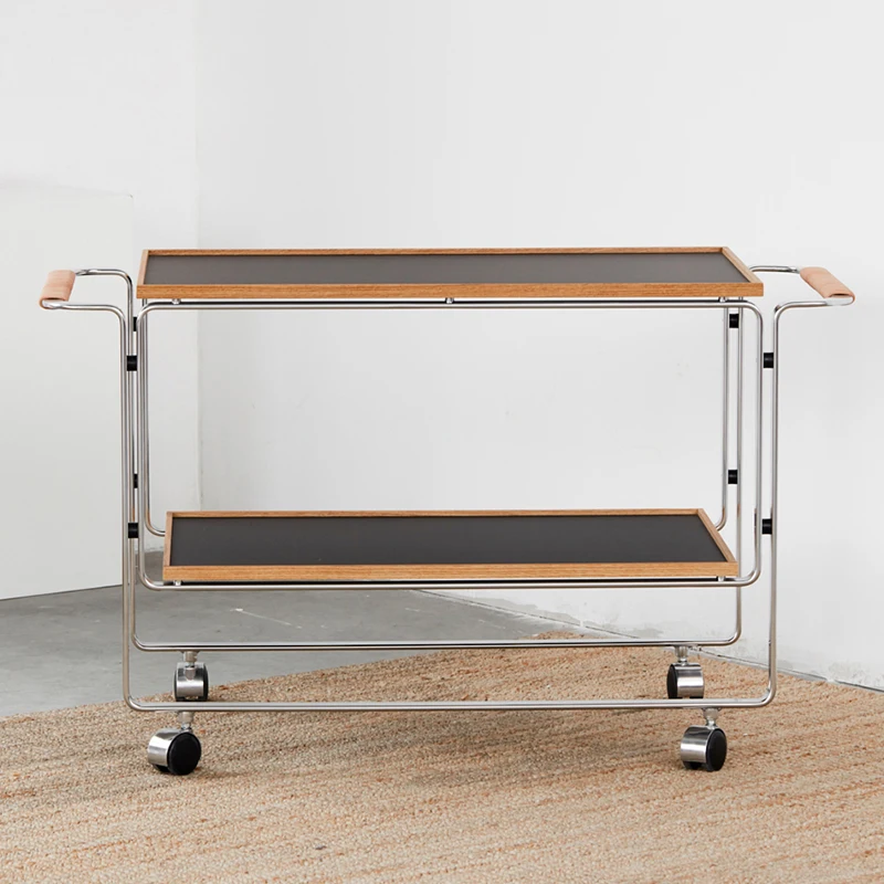 

2025 Bauhaus sofa side table with wheels movable coffee table creative designer medieval trolley living room trolley side table