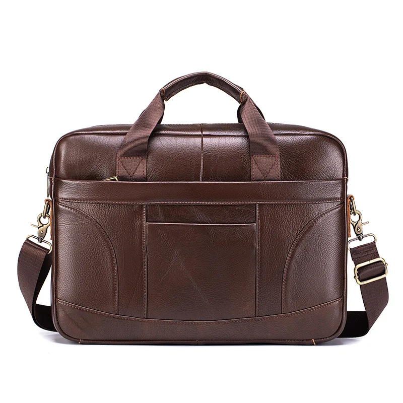 Vintage Genuine Leather Men's Handbag Top Layer Cowhide Large-capacity Business Computer Bag Men's Shoulder Diagonal Bag
