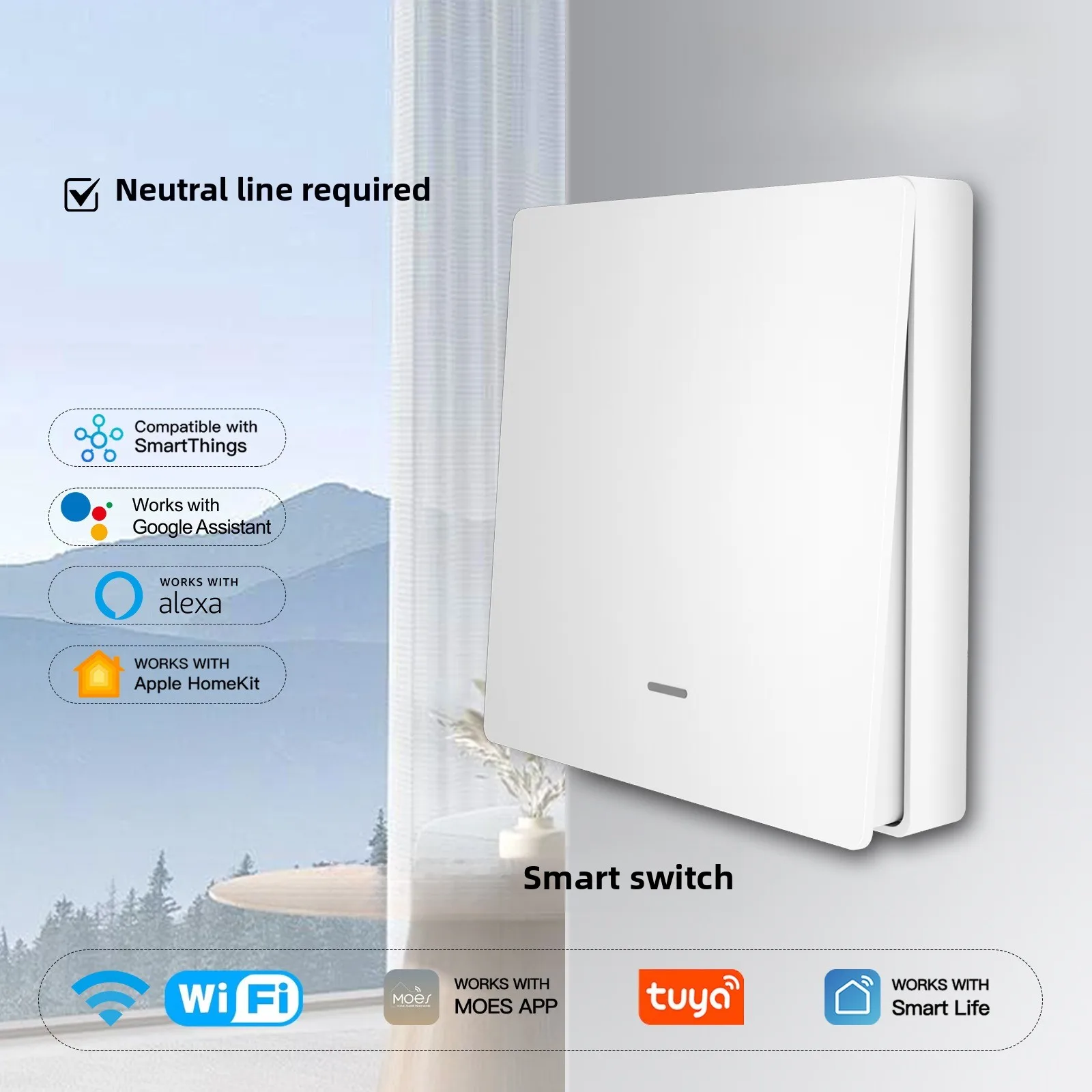 

WiFi Doodle Smart Switch App Remote Control Smart Home European Standard Button Switch