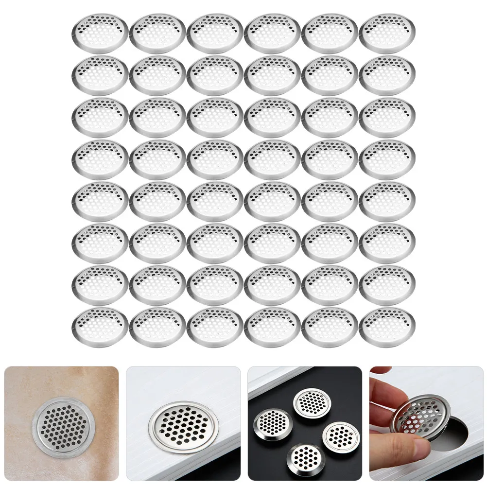 100pcs Stainless Steel Round Air Vent Covers for Cabinet, Wardrobe & Shoe Closet – Double-Sided Furniture Ventilation