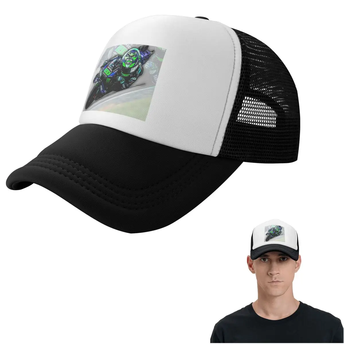 Fabio Quartararo French Motorcycle Racer (1) Cap Fashion Mesh Baseball Caps Adjustable Hat Hip Hop Summer Unisex Baseball Hats