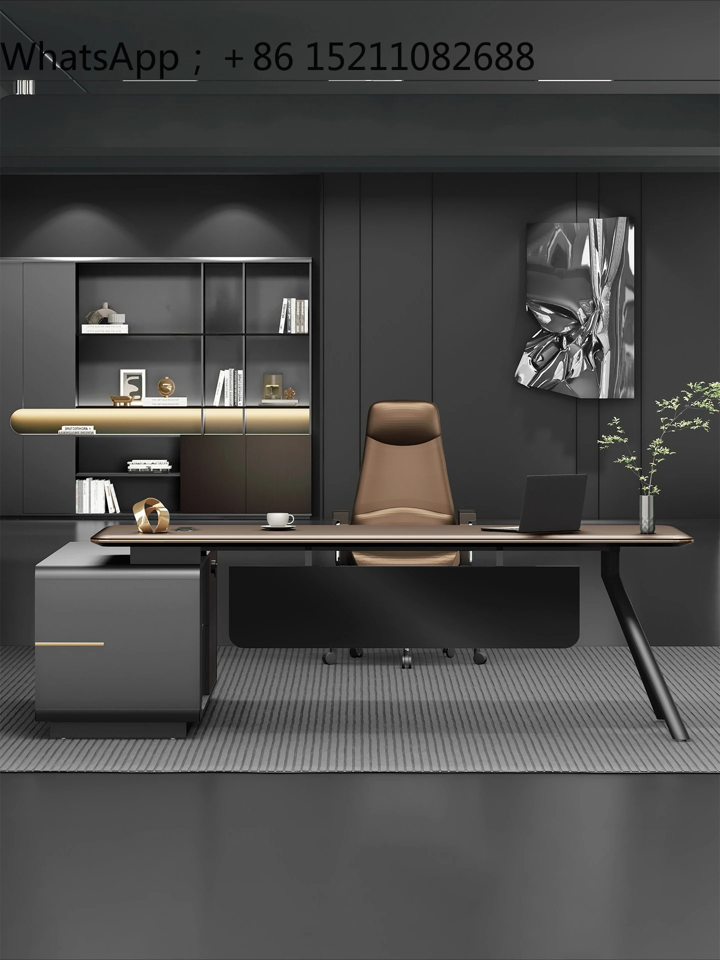 LLY Light Luxury Premium Boss Desk High-end Office Furniture E0 Skin Lifting Manager Desk