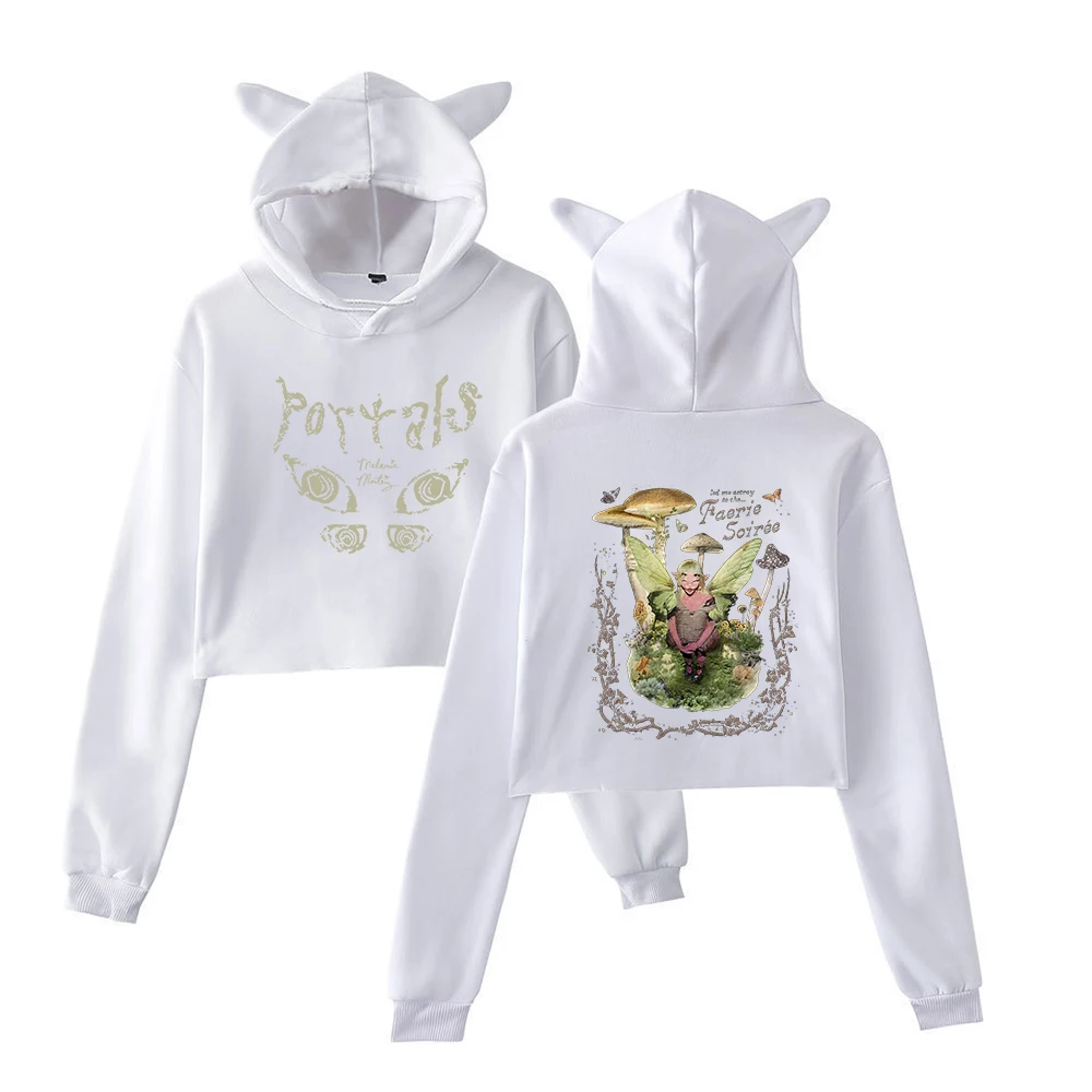 2023 Melanie Martinez Portals Ablum Cat Ear Hoodie Women Cropped Sweatshirts Female Casual Streetwear Crop Tops