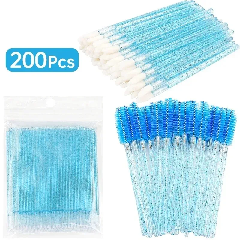 Juego de 200 Uds de pinceles desechables, varitas para rímel, cepillos para labios, aplicador de microcepillo, hisopo para extensión de pestañas, herramientas de maquillaje para cejas