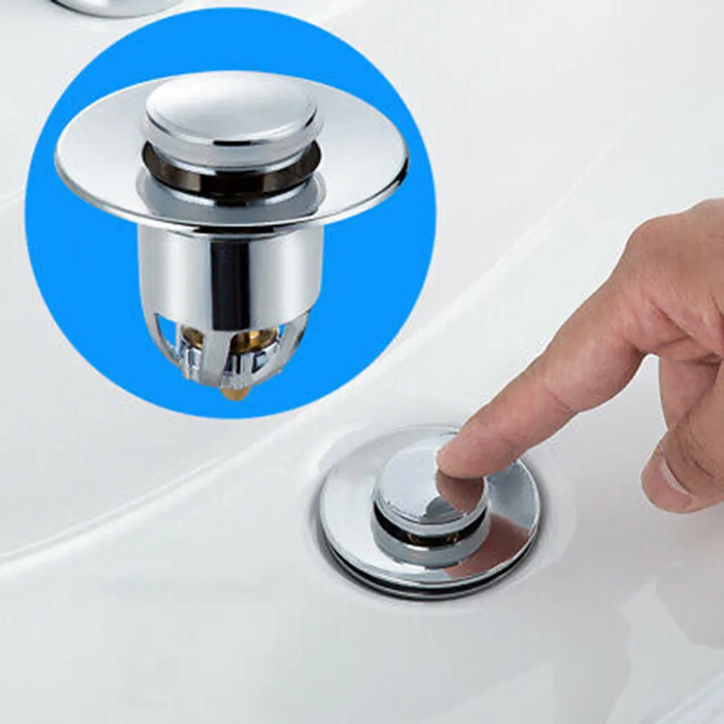 Stainless Steel Rebound Core Push Drain Filter Sink Bounce Bathtub Plug Hair Catcher Stopper Bathroom Pop-up Drain Strainers