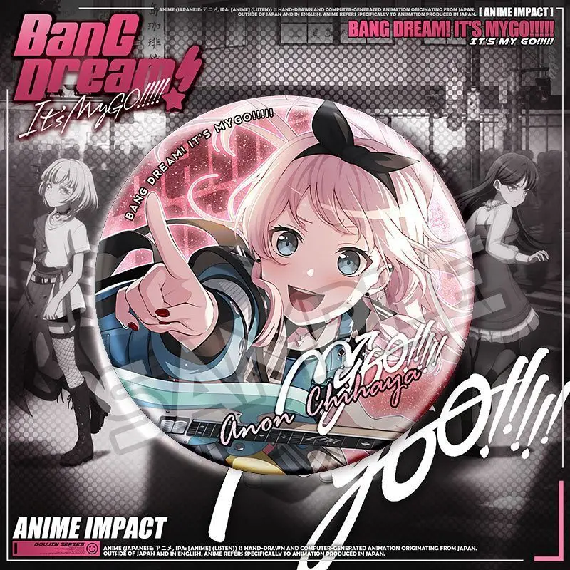 BanG Dream It's MyGO شارات كرتونية عصرية لشخصية أنيمي تاكاماتسو توموري أنون شيهايا ليزر صفيح دبابيس حقيبة الديكور