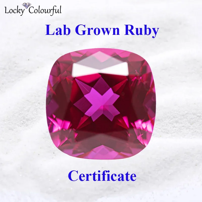 

Lab Grown Ruby Rubeliite Color Square Cushion Shape Selectable AGL Certificate Charms Beads for Diy Jewelry Making Ring Material