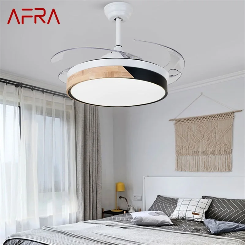 

AFRA Ceiling Fan Light Invisible Lamp Remote Control Modern Simple Cartoon LED For Home Children Bedroom