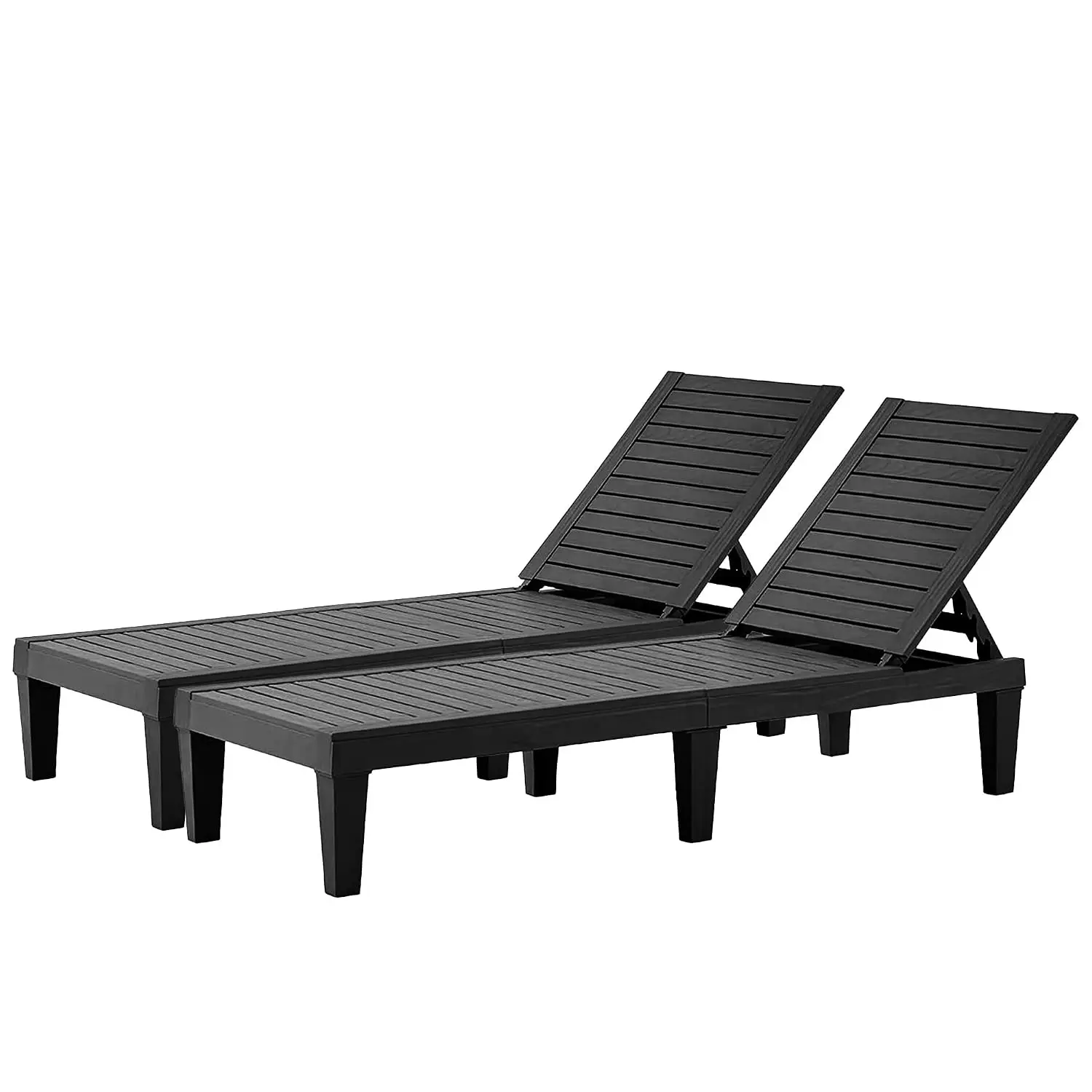 Adjustable Outdoor Chaise Lounge 5-Position Backrest Waterproof Pool Sun Lounger Garden Beach Patio Sunbathing Black, Customized
