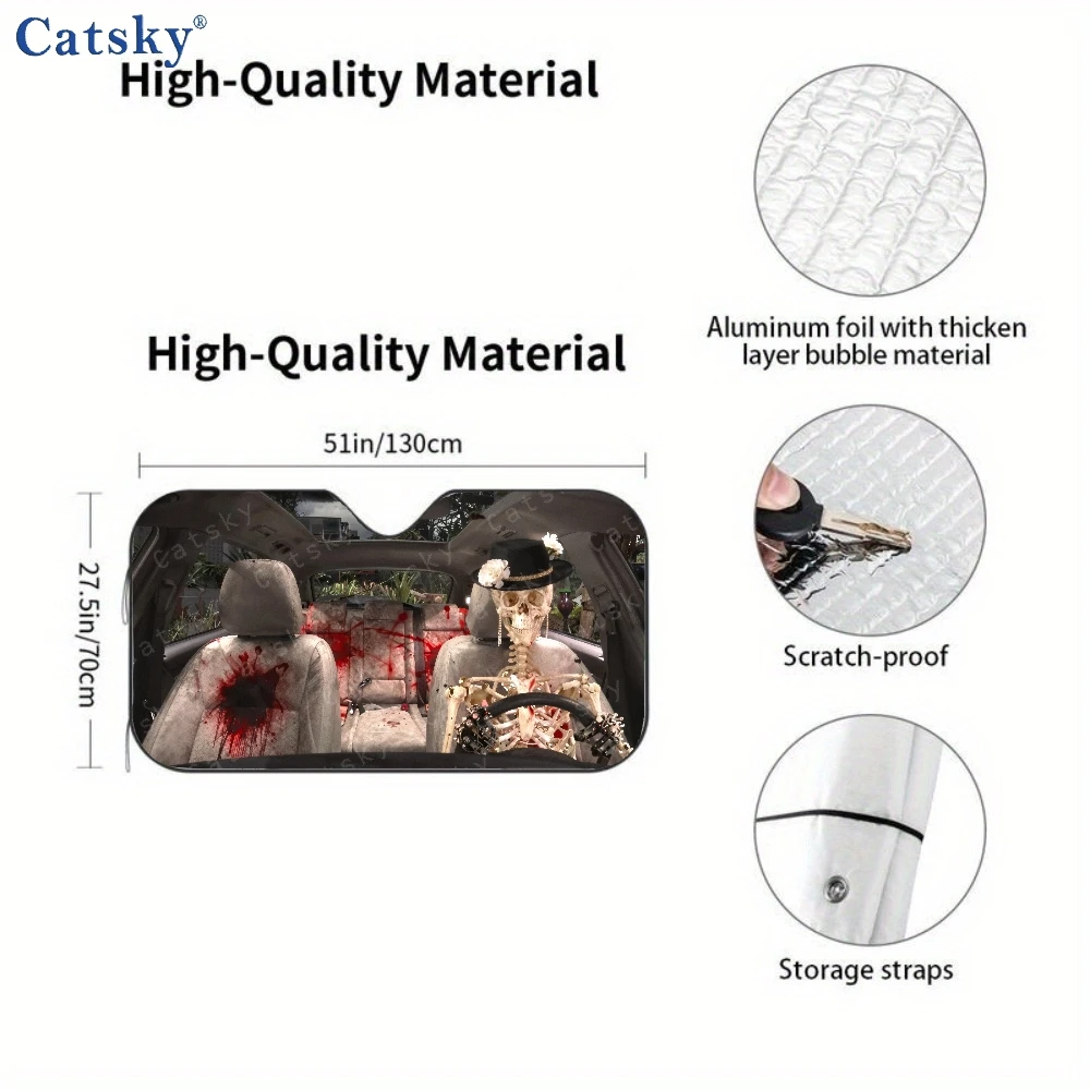 Skeleton Car Sunshade | Universally Applicable Polyamide Auto Sunshade With Front Window Sun Cover, Durable Visor For Car Decor