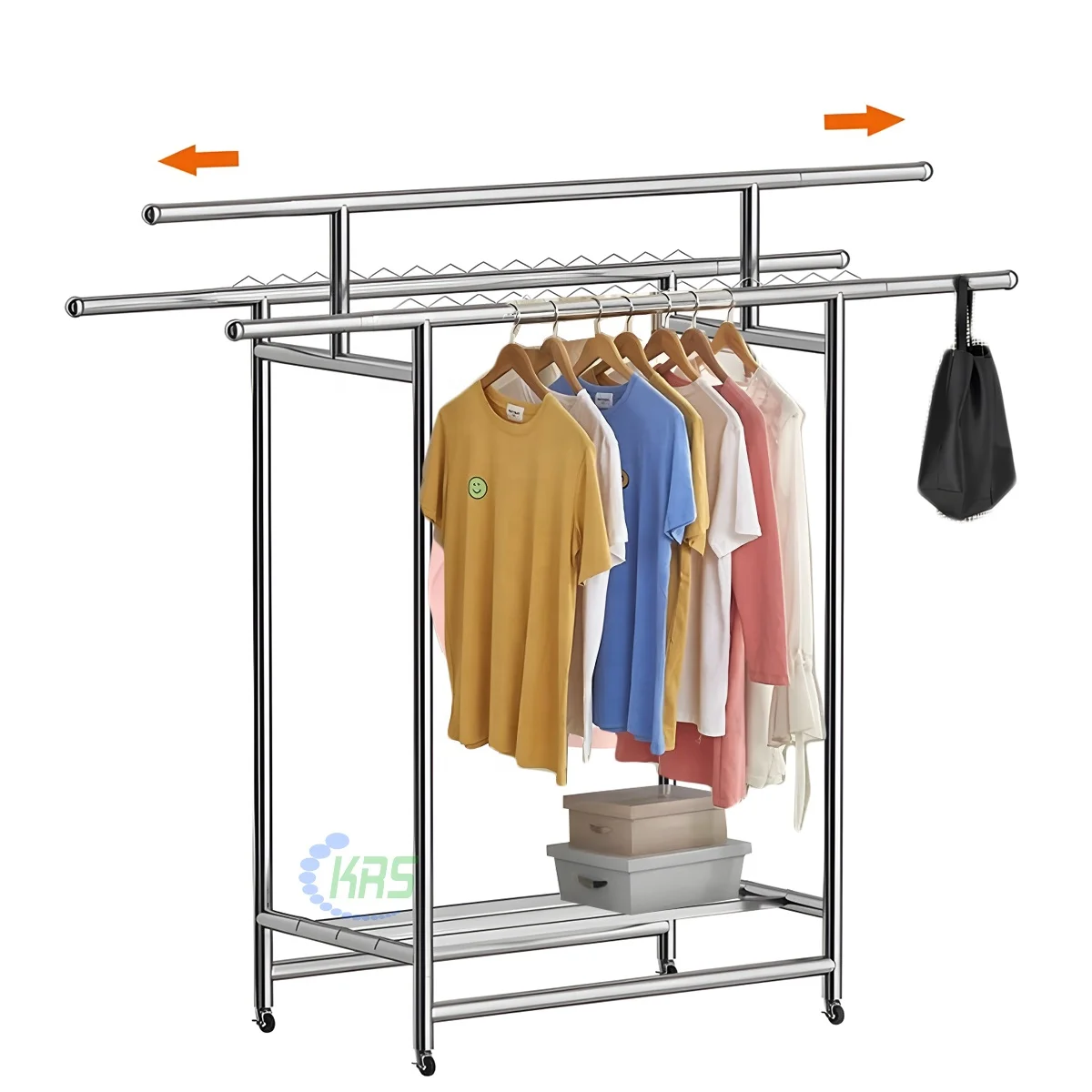 

Heavy Duty Stainless Steel Retractable Foldable Clothes Drying Rack With Wheels Mobile Garment Hanger For Indoor Outdoor Use
