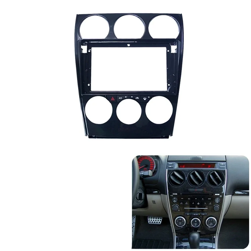 New-2Din Car Audio Fascia Frame Adapter With AC Panel & Power Cable Canbus Big Screen DVD Fitting Dash Trim Kit For Mazda 6
