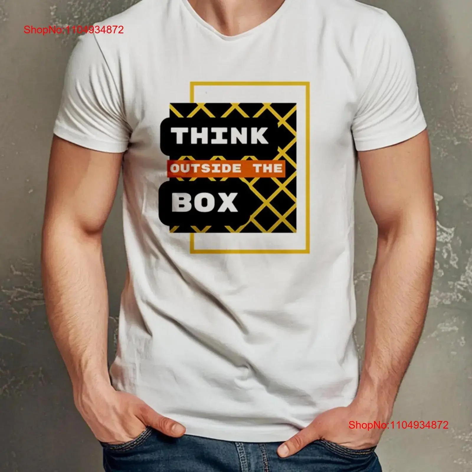

Think Outside The Box T Shirt Men's Road Sign Yellow junctions Fun For Him Her vintage Washed Stretched streetwear
