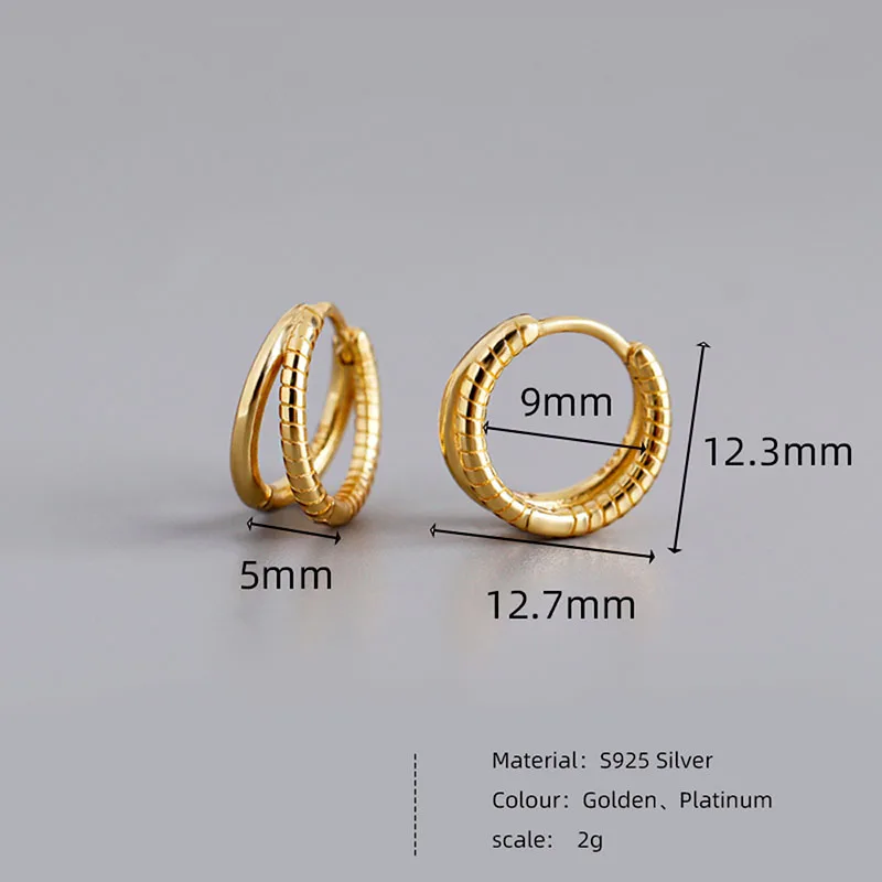 KAMIRA Real 925 Sterling Silver Simple Hug Hoop Earrings for Women Line Double Layer Earrings Party Delicate Jewelry Summer New