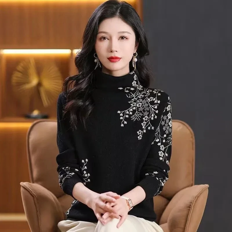 

2025 Autumn Winter New Women's Turtleneck Sweater Fashion Pullover Female Warm Knitwear Korean Version Slim Bottoming Shirt