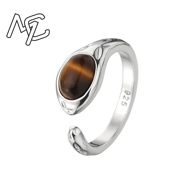 Natural  Tiger Eye Stone Adjustable Ring Chinese Jadeite Amulet Fashion Charm Jewelry Hand Carved Crafts Gifts for Women Men