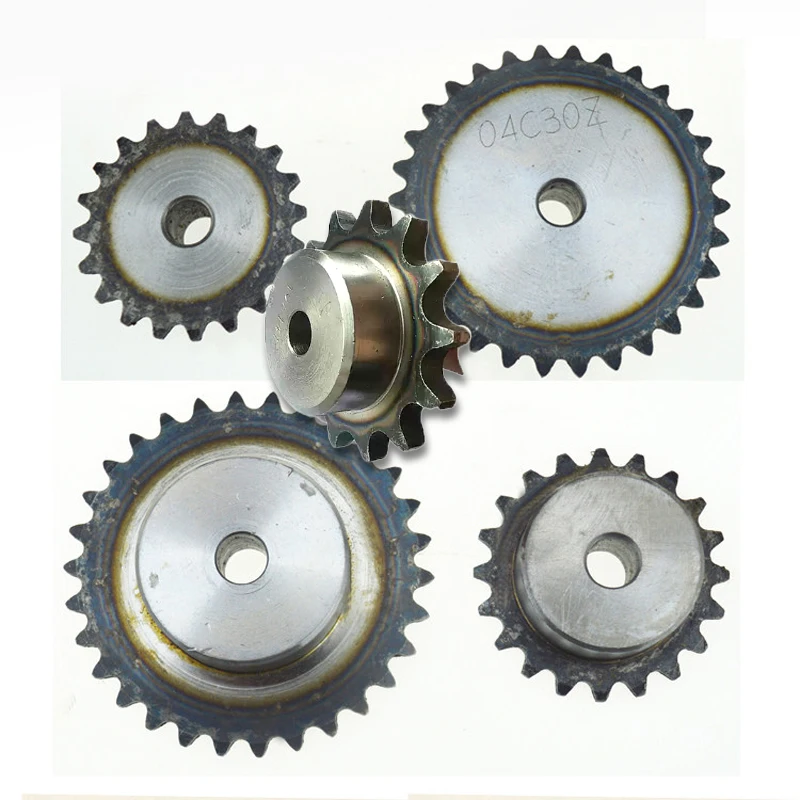 1~5P 8-23 Teeth 04C Chain Gear 45# Steel Industrial Sprocket Wheel Process Hole 5/6/8mm Quenching Table Wheel Teeth Pitch 6.35mm