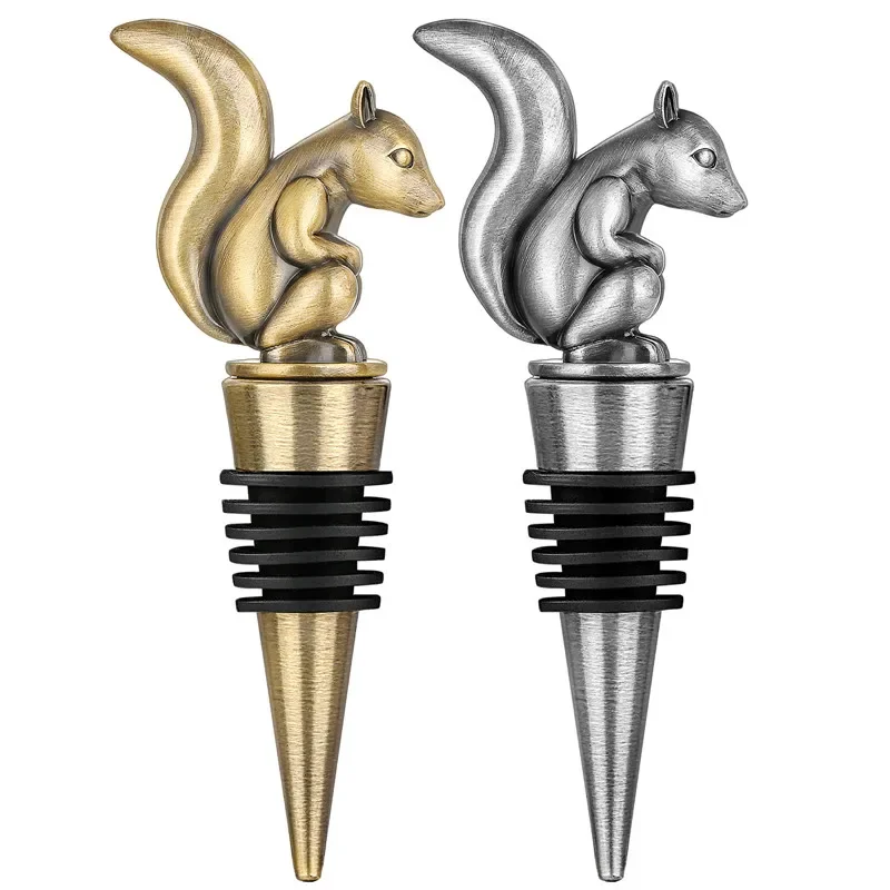 Lovely Squirrel Shape Metal Wine Stopper Animal Bottle Stoppers for Champagne Saver Decoration Accessory for Wedding Event Party