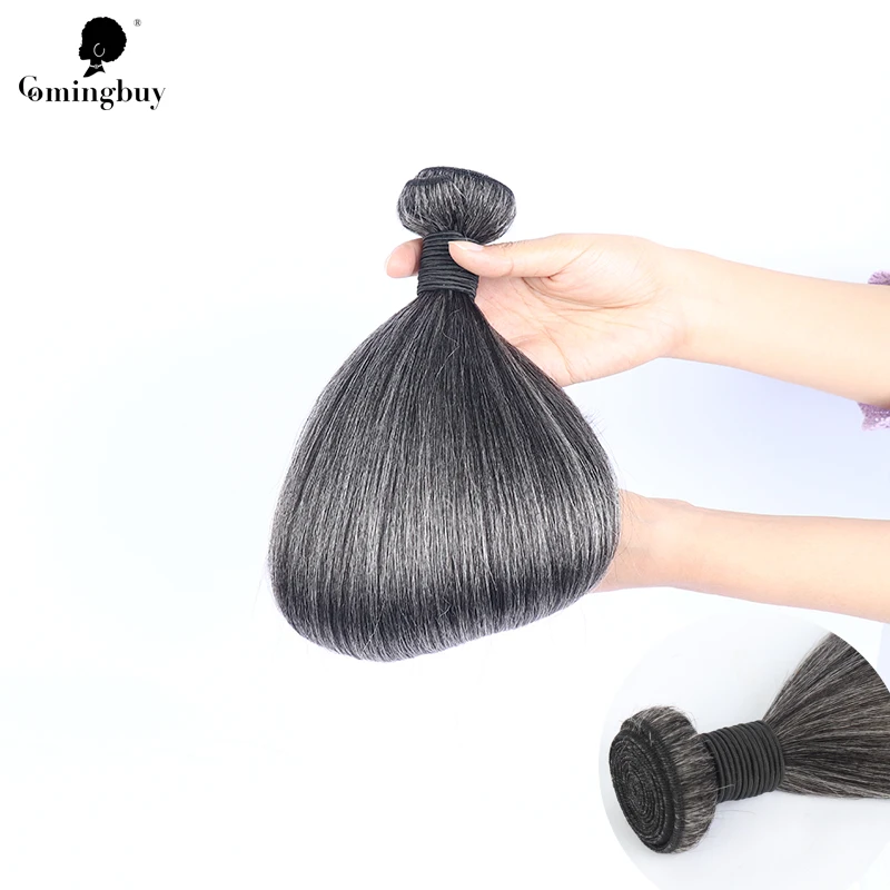 Grey Sliver Human Hair Bundles And Closure Grey Hair Extensions Straight Vietnamese Virgin Saltand Pepper Hair In Bulk Comingbuy