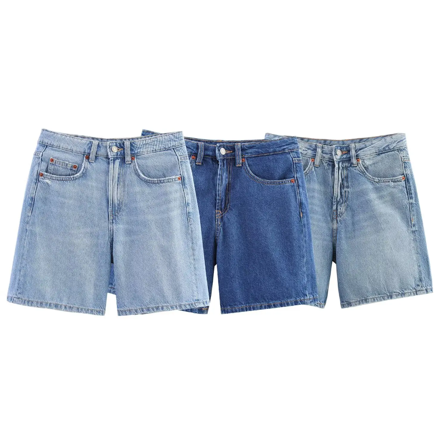 2025 nueva ropa de verano para mujer, moda informal, pantalones vaqueros cortos versátiles, sencillos, cómodos, sueltos, ajustados, de cintura alta