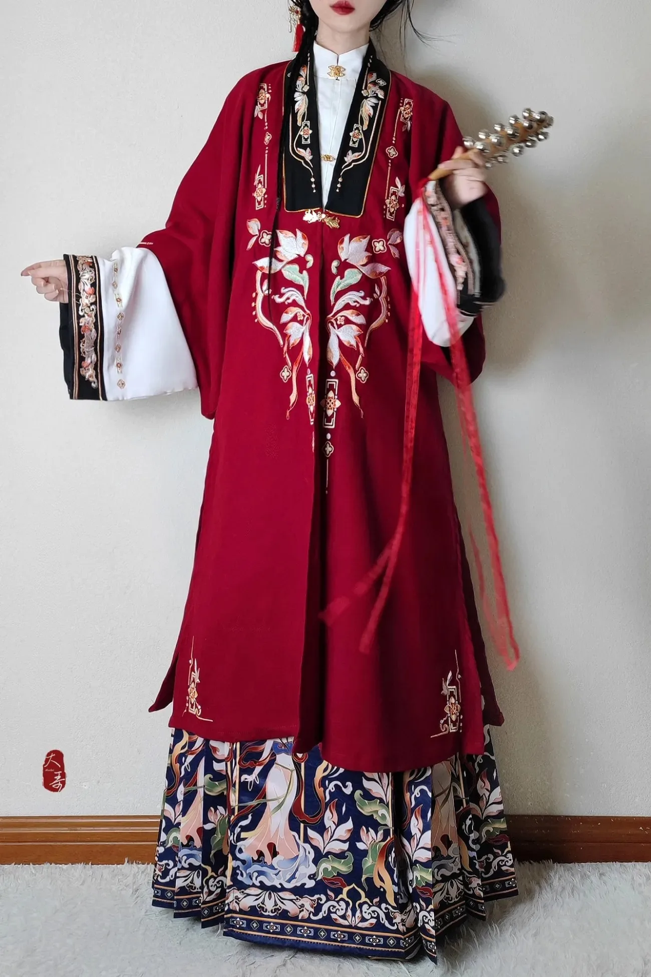 Vestido Hanfu de la dinastía Ming para mujer, abrigos más gruesos, faldas Ma Mian originales, disfraz de Navidad y Año Nuevo, chino antiguo, Tradi,