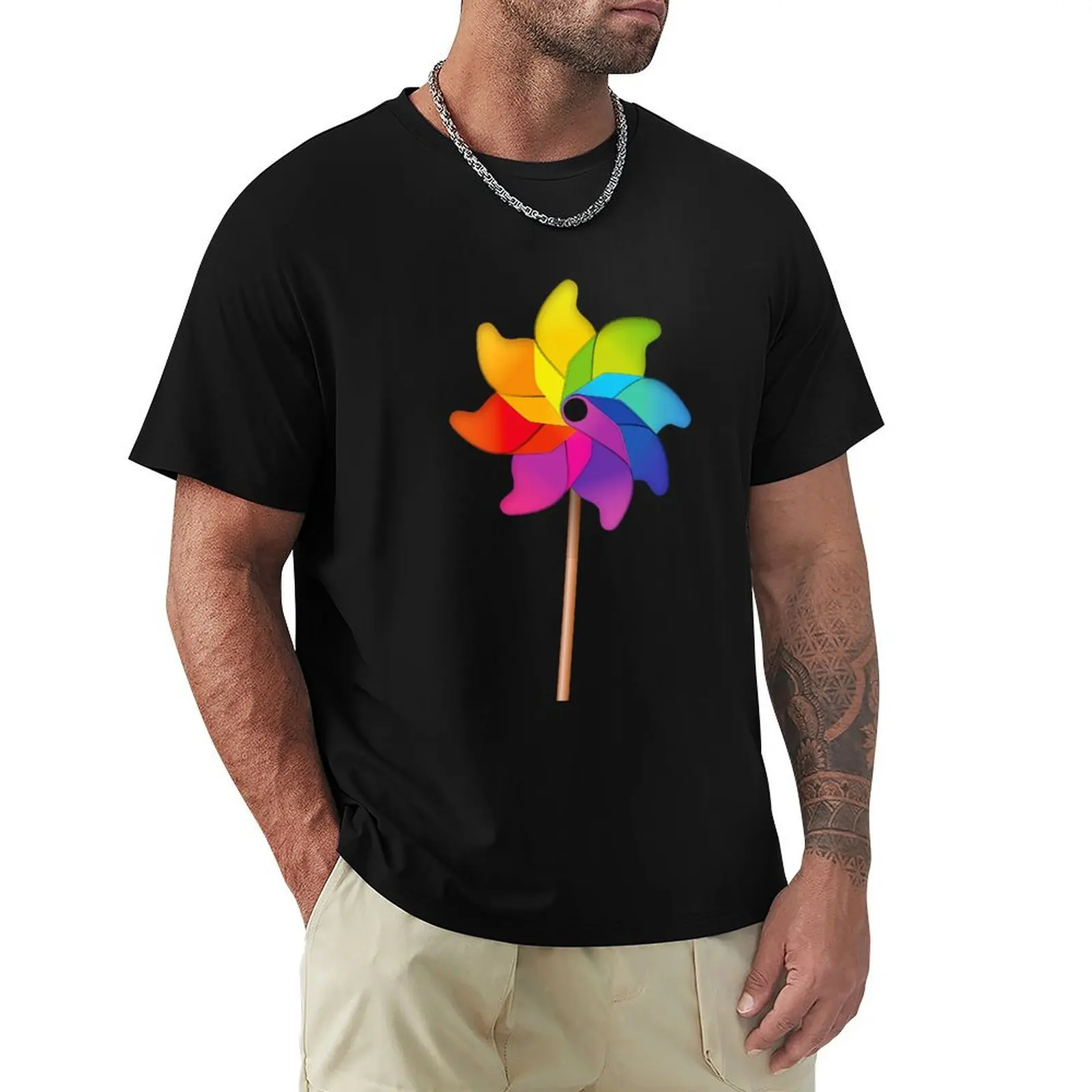 

Rainbow Pinwheel T-Shirt man t shirt Funny t-shirts man clothes funny shirt cotton mens white t shirts