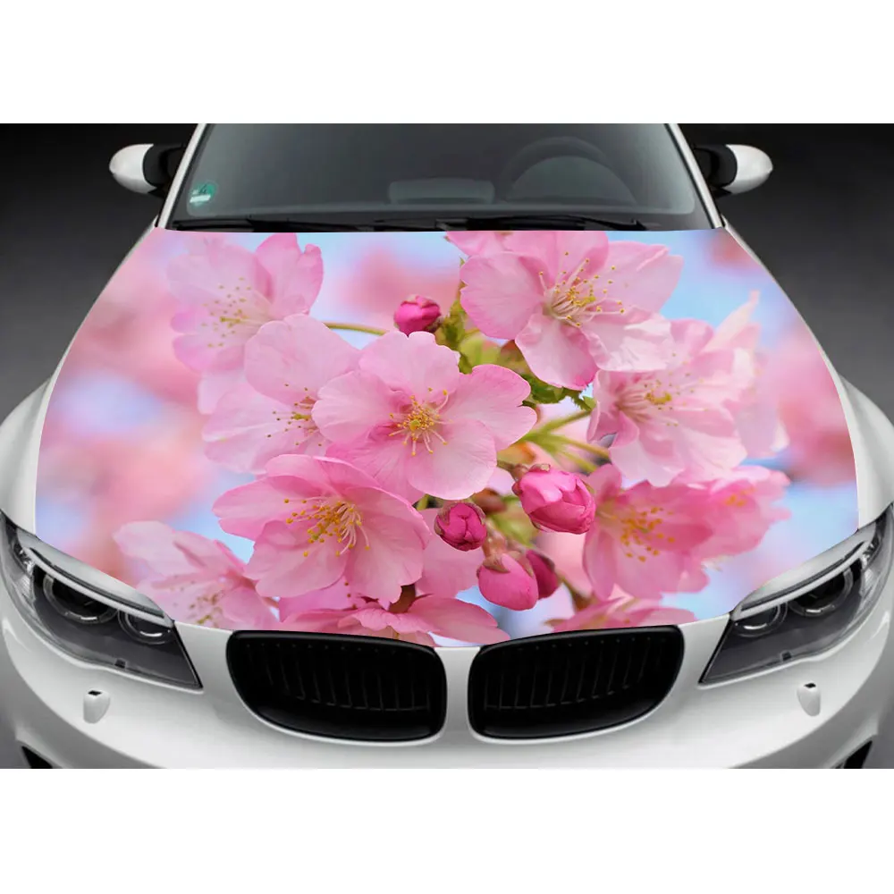 Peach Blossom Car Hood Wrap Decal Vinyl Sticker Full Color Graphic Car Sticker Custom Size and Image Fit Any Car