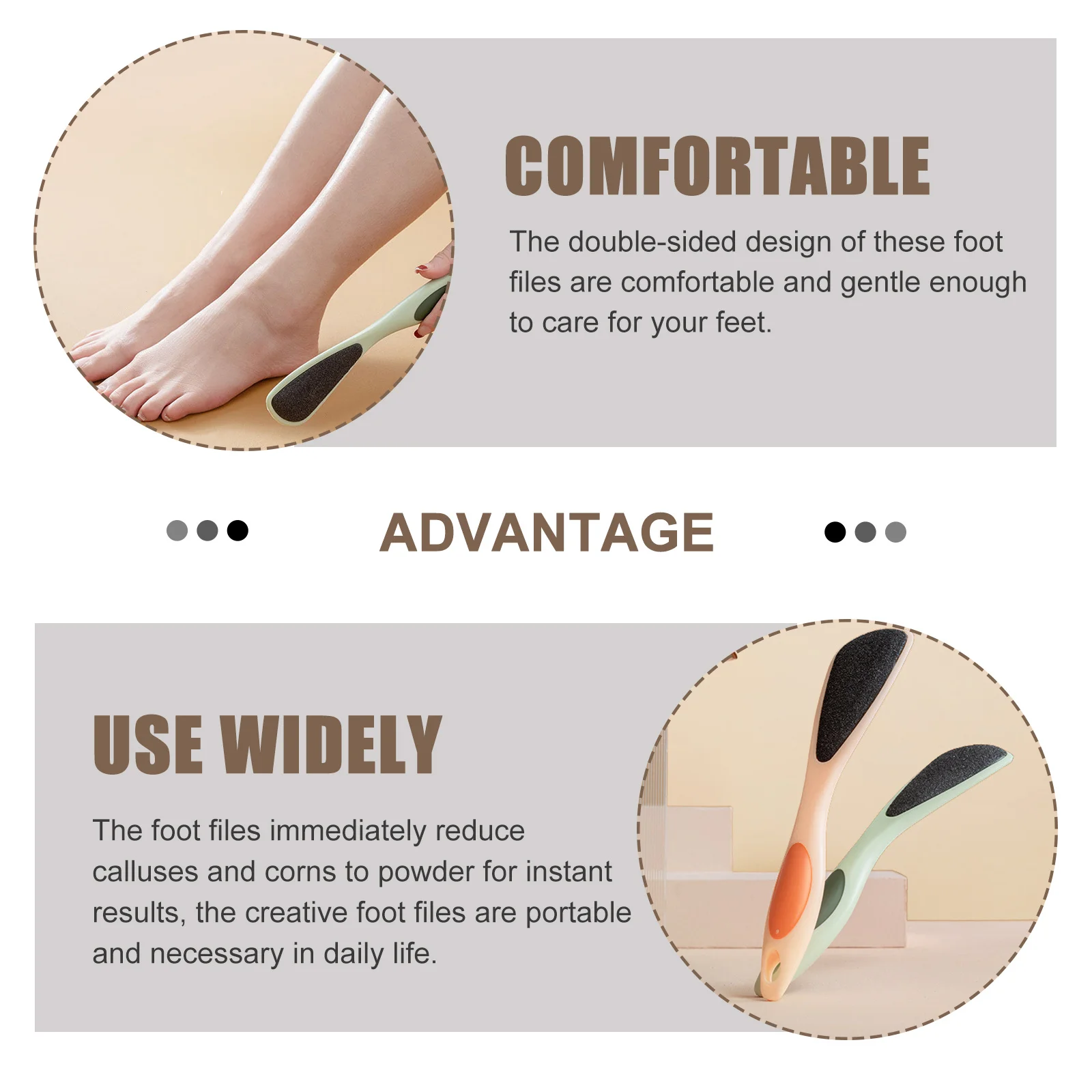 

2Pcs Double Sided Pedicure Tools Foot Files for Callus and Dead Skin Removal Compact Design Ideal for Travel Gift