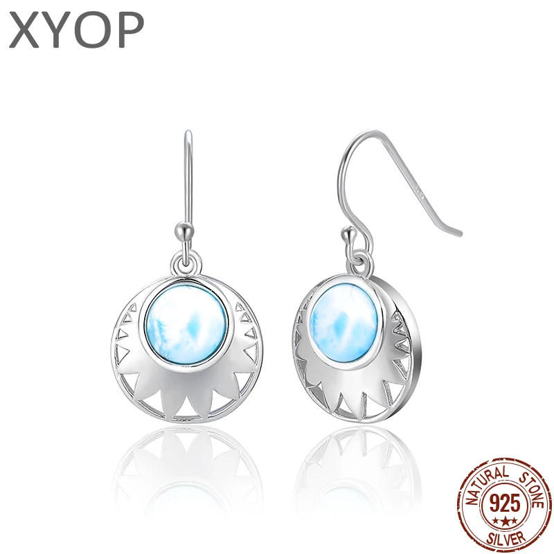 

XYOP 925 Sterling Silver Instant Get Comfortable Clear Romantic Natural Larimar Earring Jewelry Personality Party