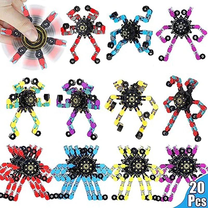 4/12/24PCS Fingertip Mechanical Gyroscope Deformation Mechanical Chain Stress Reduction Puzzle Robot Gyroscope Party Favors