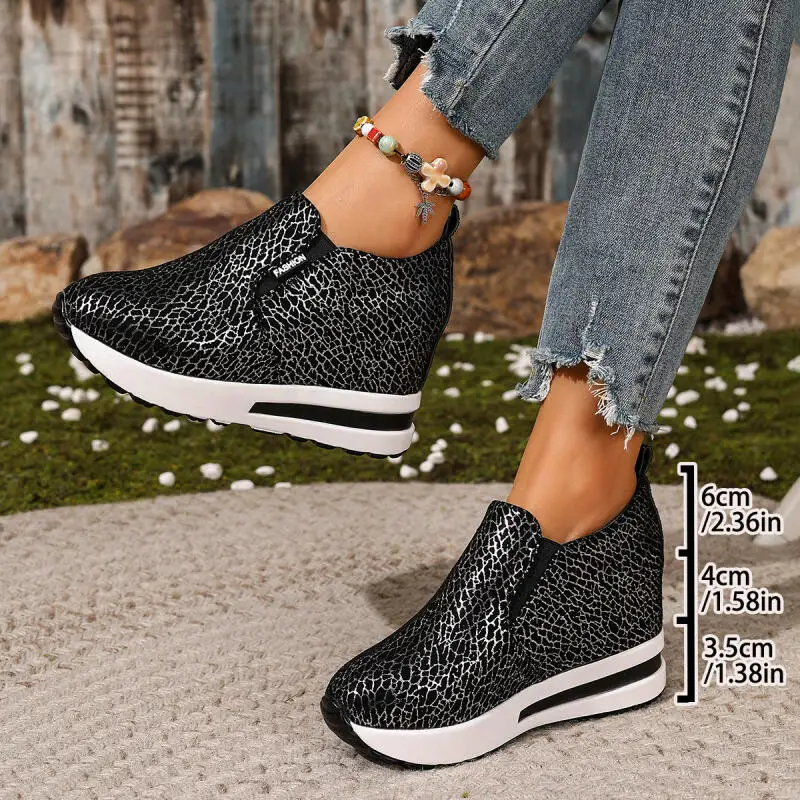 Casual Hidden Heel Slip On Sneakers Women 2026 Spring Chunky Platform Wedge Heel Loafer Woman's Invisible Height Increase Shoes