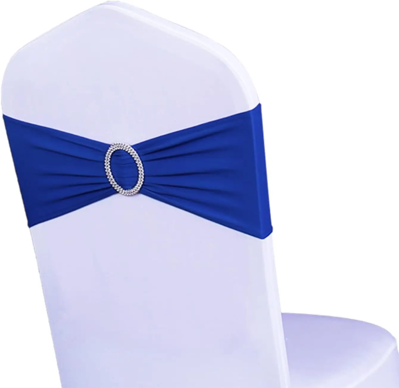 Pack Of 100 Wedding Royal Blue Chair Sashes, Elastic Chair Bands With Buckle Slider, Chair Bows For Wedding Decorations,