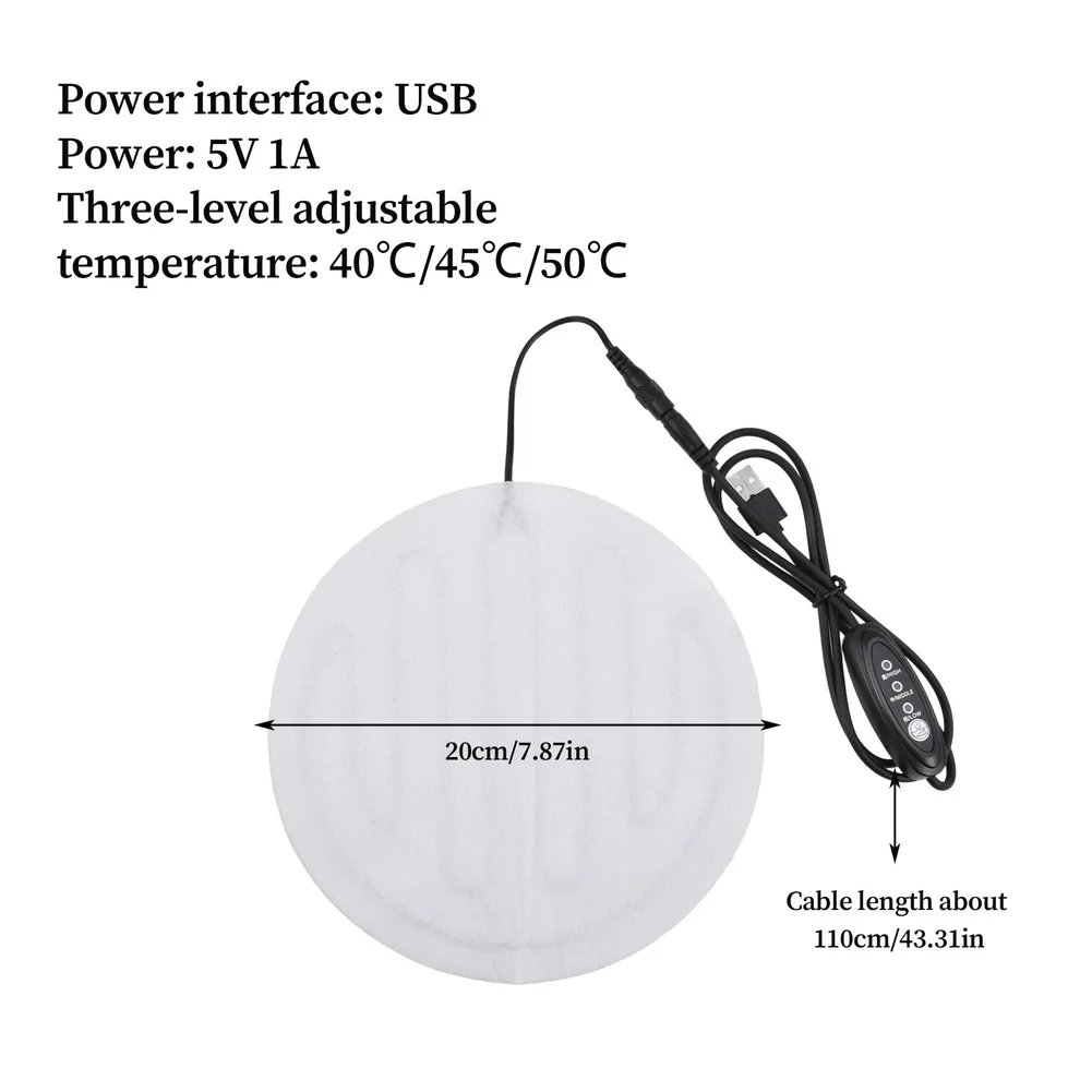 1pc USB Electric Heating Pad Three-Level Temperature Control For Keeping Clothes And Pets Warm 5V Pet Supplies
