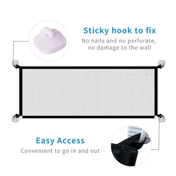 Dog Safety Gate Pet Safe Mesh Fence Portable Folding Baby Safety Gate Install Anywhere 110*72CM 4
