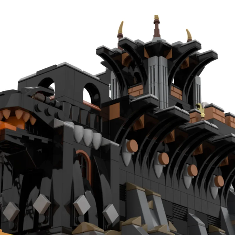 2833 PCS MOC Medieval Fortress Model Building Black Volcano Fortress Architecture Block DIY Kid Assembly Bricks Toy Helpful Gift