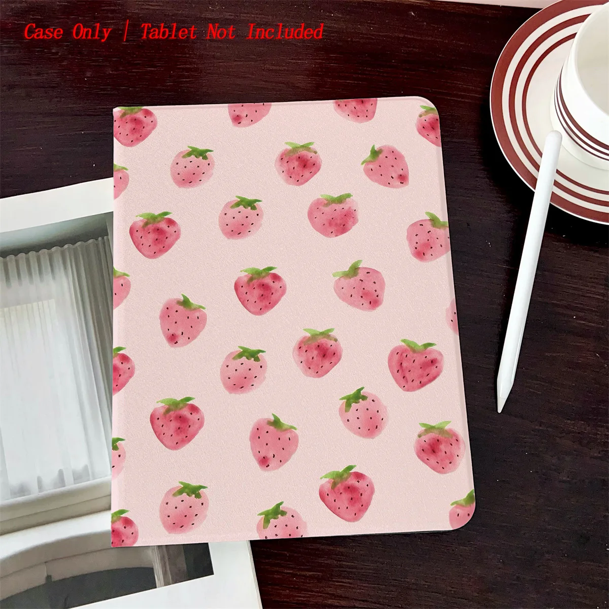 

Book Style iPad Case with Pen Slot & Cute Strawberry Print for Pro 12.9/11/Air 10.9/iPad 10.2/Mini 6, Shockproof Wear-Resistant