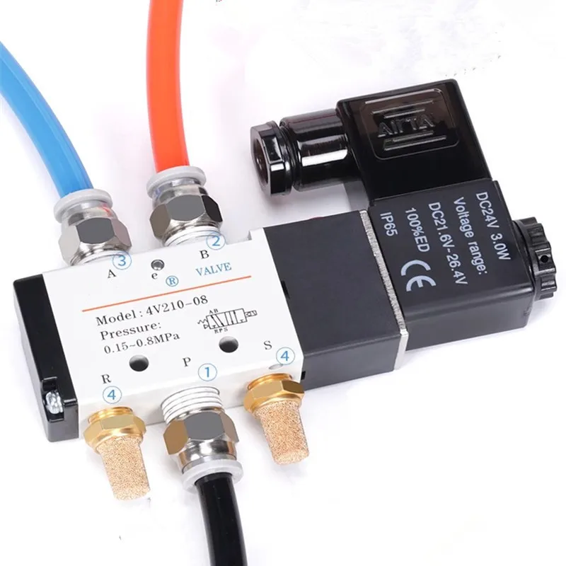4v210-08 Better Quality Airtac Type Pneumatic Electric Solenoid Valve Directional Control Air Magnetic Valve 12V 24V 220V 4v210