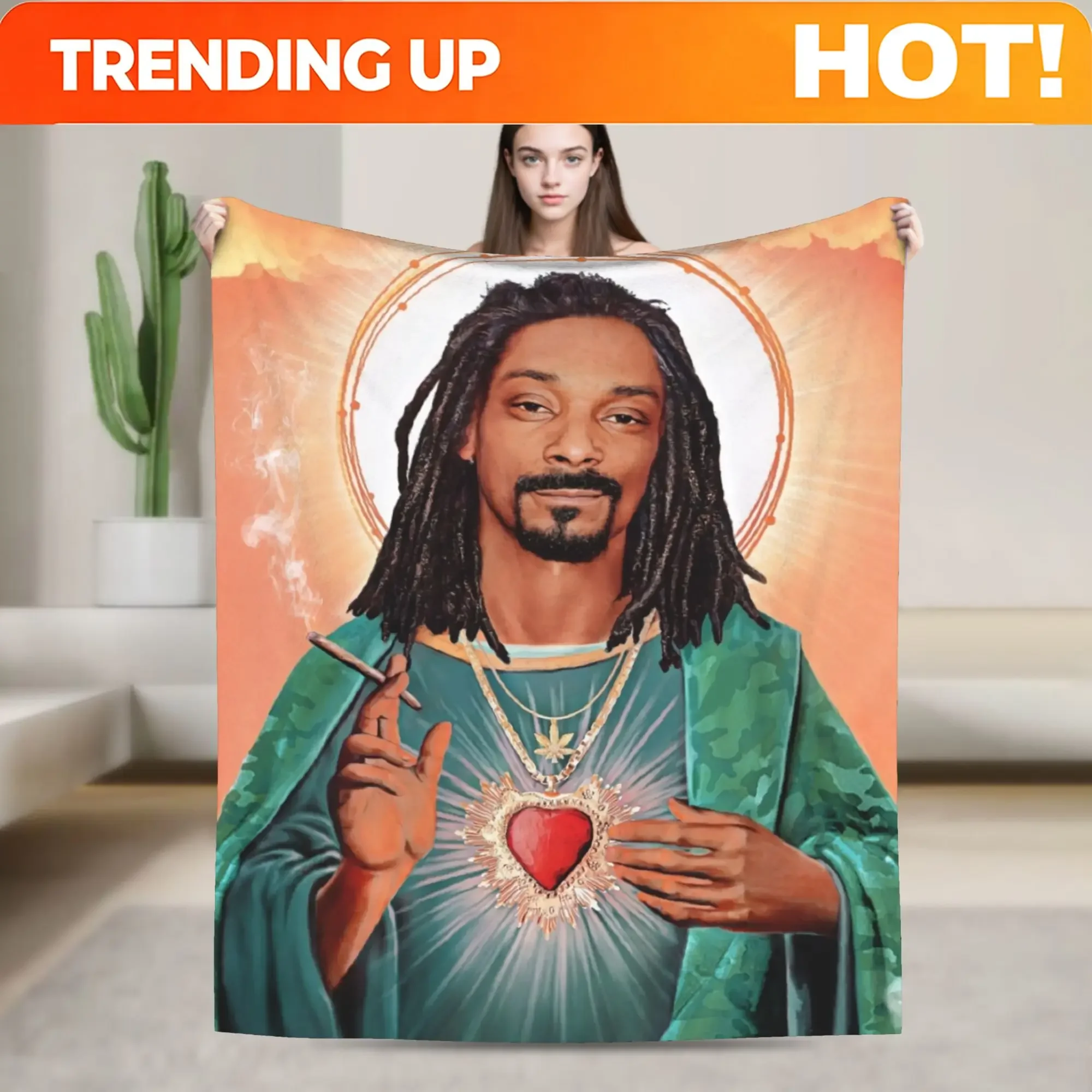 Custom Jesus Snoop Dogg Blanket Coral Fleece Plush Winter Breathable Lightweight Throw Blankets For Home Car Quilt
