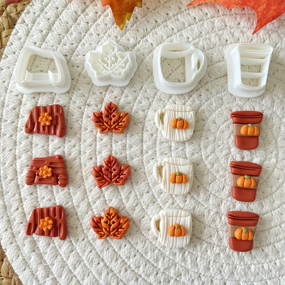 7Pcs Autumn Tic-Tac-Toe Cookie Cutter Set Fall Mini Cookie Mold with Sweater Cup Maple Leaf for Baking Parties & Kids Activities - view 4