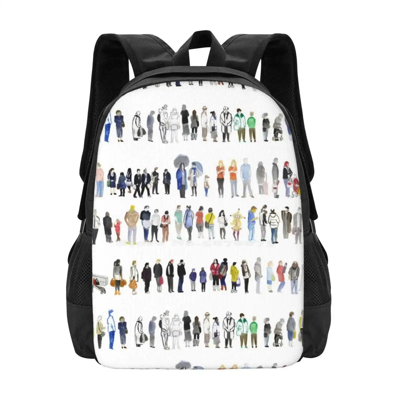 Major Queuing Hot Sale Schoolbag Backpack Fashion Bags Queue Queuing Watercolour Watercolor English British Long Manners